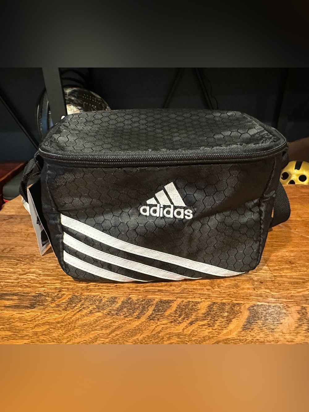 adidas Black Lunch Bag with White Stripes